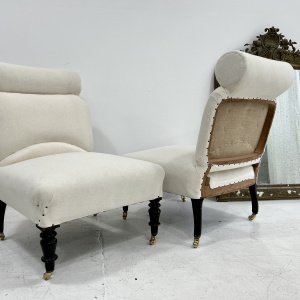 19th Century French Napoleon slipper chairs 