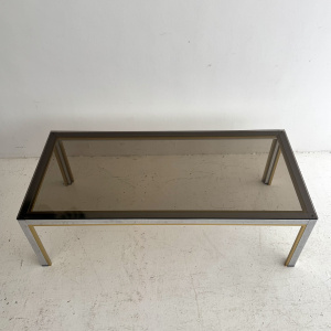 A 1970s Italian Renato Zevi chrome & brass coffee table for Romeo Rega