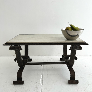 1940s Wrought Iron and Marble French table 