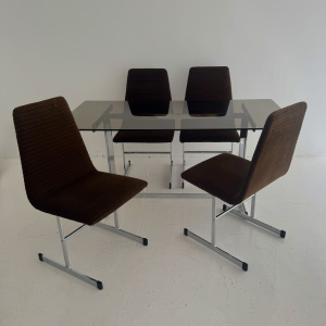 A 1970s Pieff Lisse chromed steel dining set 