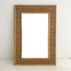 A large Italian 1970s bamboo and rattan Dal Vera mirror 