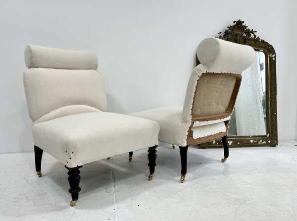 19th Century French Napoleon slipper chairs  image