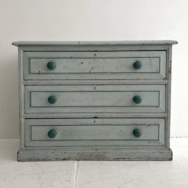 An Edwardian blue painted chest of drawers  image