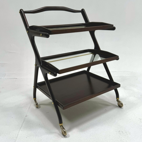 1950s Italian Cesare Lacca mahgany bar cart image