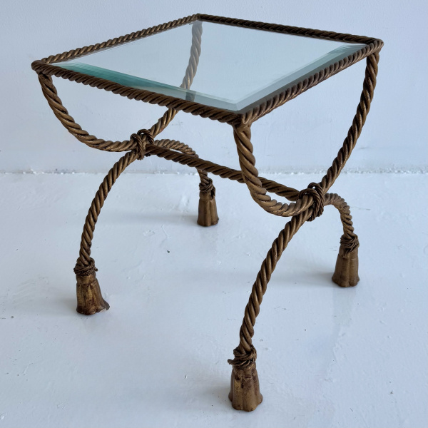 A Mid-Century Italian rope & tassel gilt side table  image