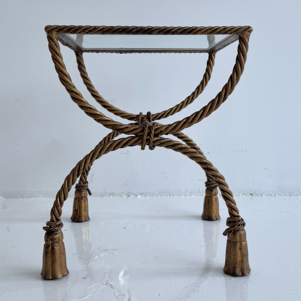 A Mid-Century Italian rope & tassel gilt side table  image