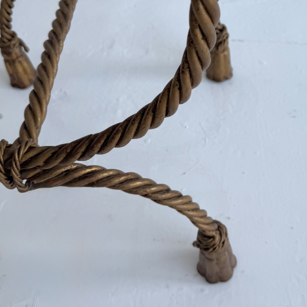 A Mid-Century Italian rope & tassel gilt side table  image