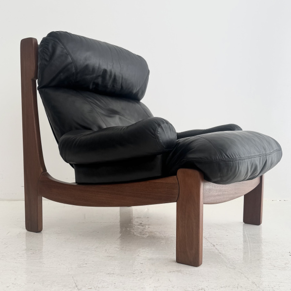 A french Maison Regain lounge chair & stool.  image