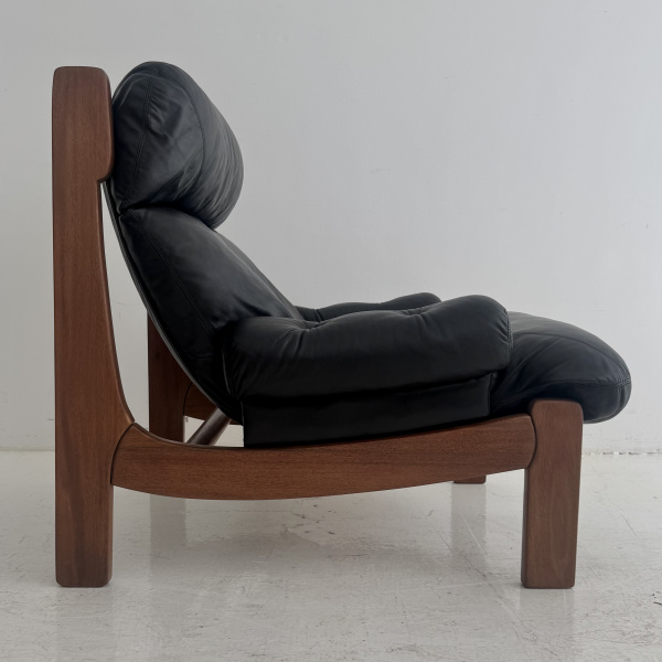 A french Maison Regain lounge chair & stool.  image