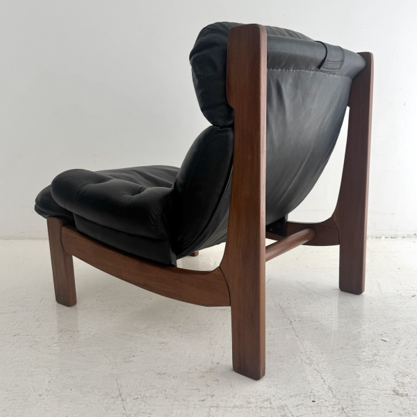 A french Maison Regain lounge chair & stool.  image