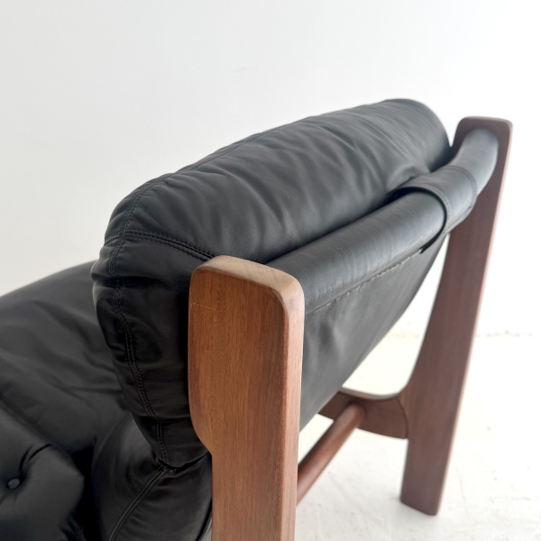 A french Maison Regain lounge chair & stool.  image