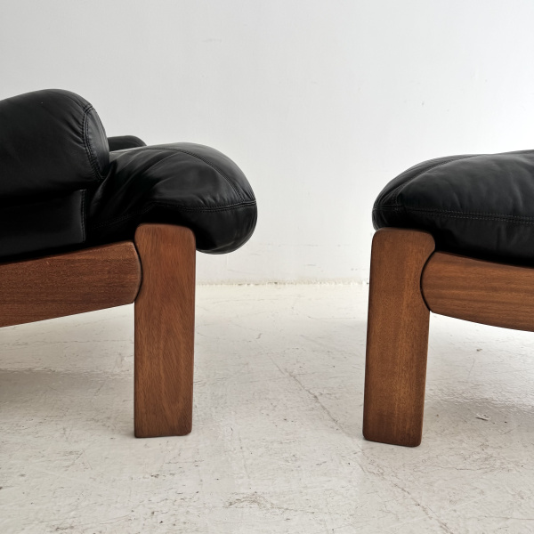 A french Maison Regain lounge chair & stool.  image