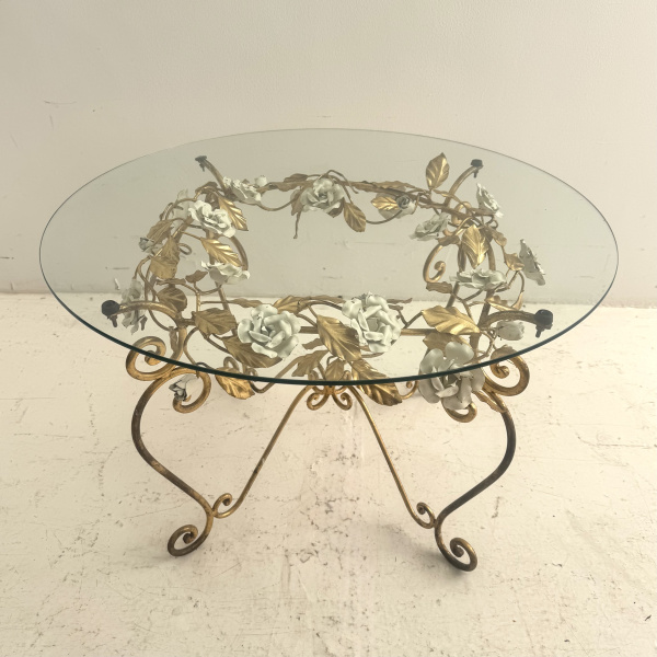 An Italian mid century gilt metal rose coffee table  image